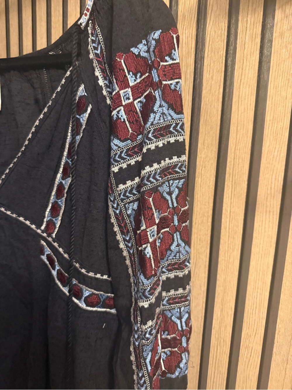 Free People All my life mini  Dress XS Black Boho Embroidery Pullover Pockets - Picture 4 of 7